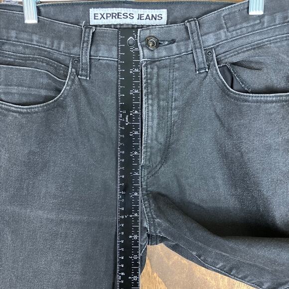 Express Mens Jeans Black Denim Rocco Slim Fit Skinny Leg Stretch 32x34 - Picture 8 of 12